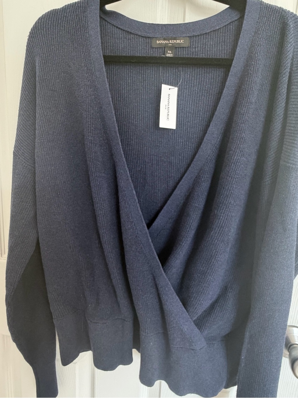 Banana Republic Navy Crossover V-Neck Sweater